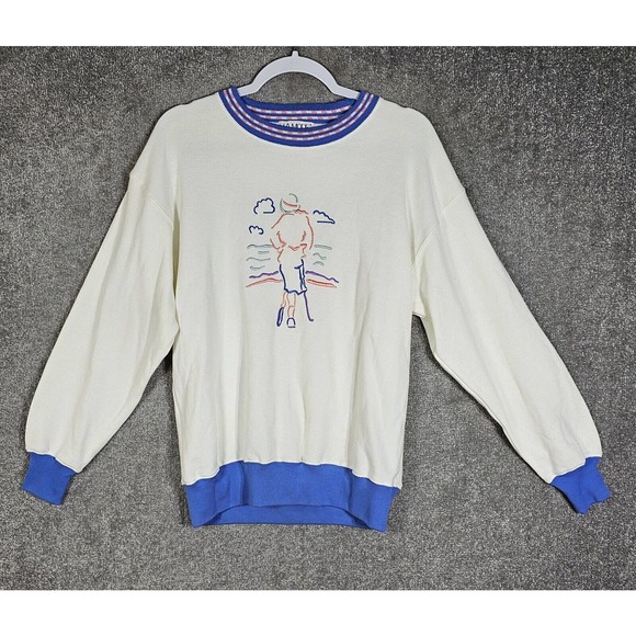 Vintage USA La Mode Active Sportswear Embroidered Sweatshirt Womens‎ Size Medium - Picture 1 of 8